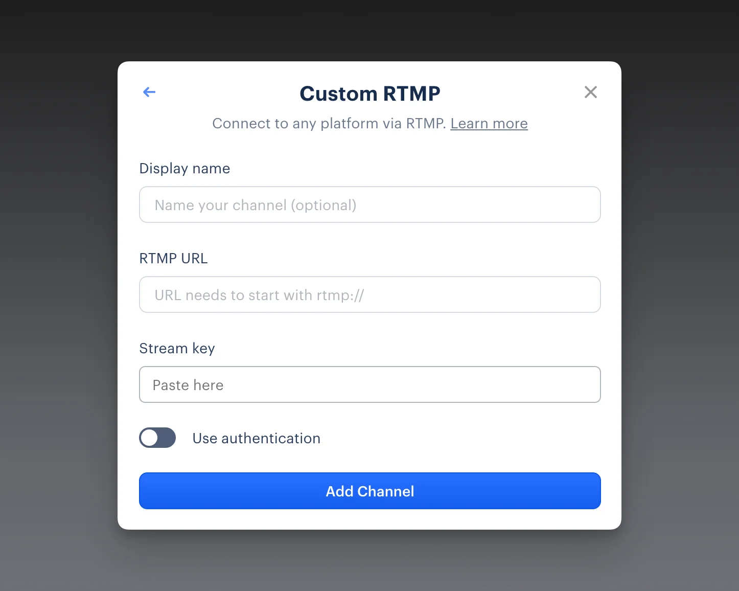 Restream custom RTMP